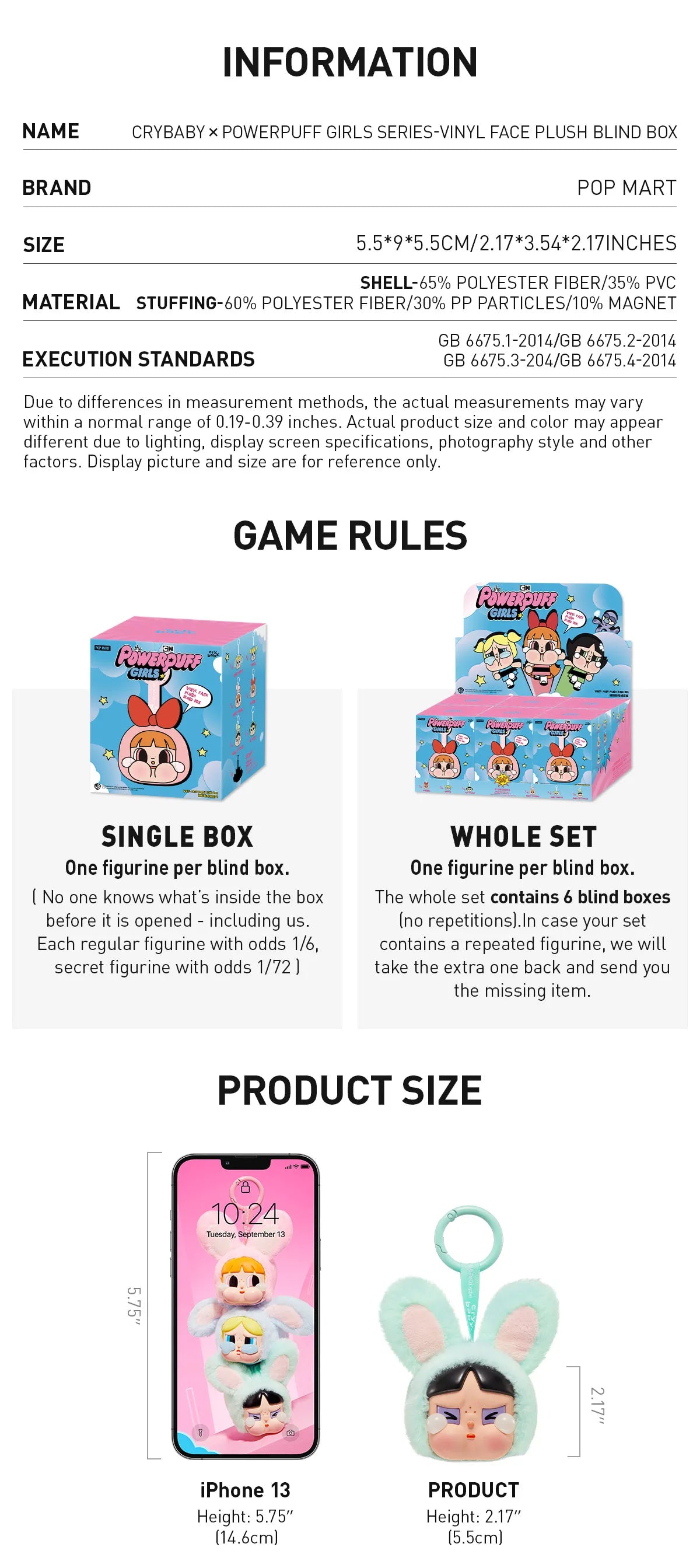 CRYBABY X Powerpuff Girls Series Vinyl Face Plush Blind Box